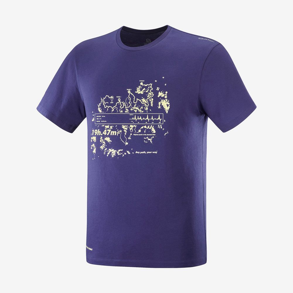 SALOMON OUTLIFE GRAPHIC SALOMONOTONE SS M Philippines - Men's Tee Shirt - Navy | 348650-KPN